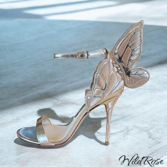 SOPHIA WEBSTER CHIARA GOLD EMBROIDERED WINGED LEATHER SANDAL PUMPS SZ 38 - Picture 5 of 16